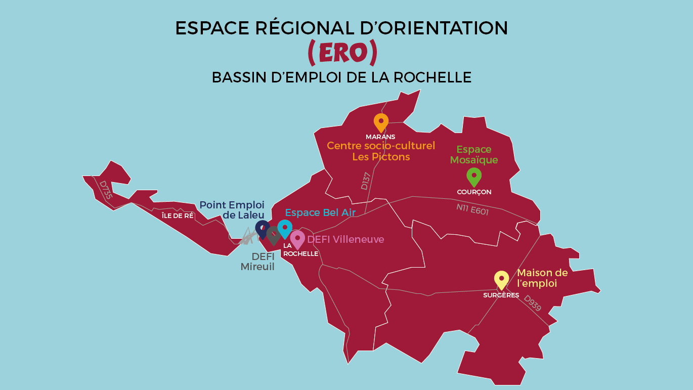Carte du bassin d'emploi de La Rochelle
